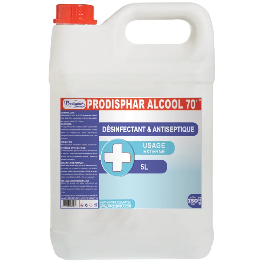Prodisphar Alcool 76% VOL 5L, Hygiene et Desinfection, produit dentaire professionnel Maroc